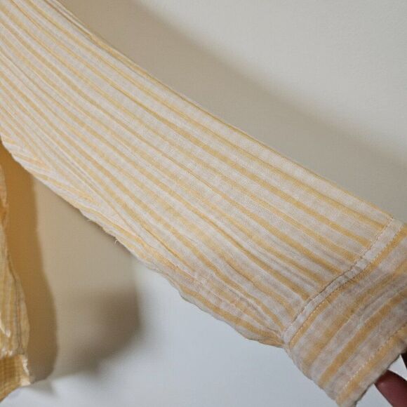 EUC TIME AND TRU YELLOW WHITE STRIPED COTTON BUTTON DOWN LONGSLEEVE SHIRT XL WMN - Picture 8 of 13